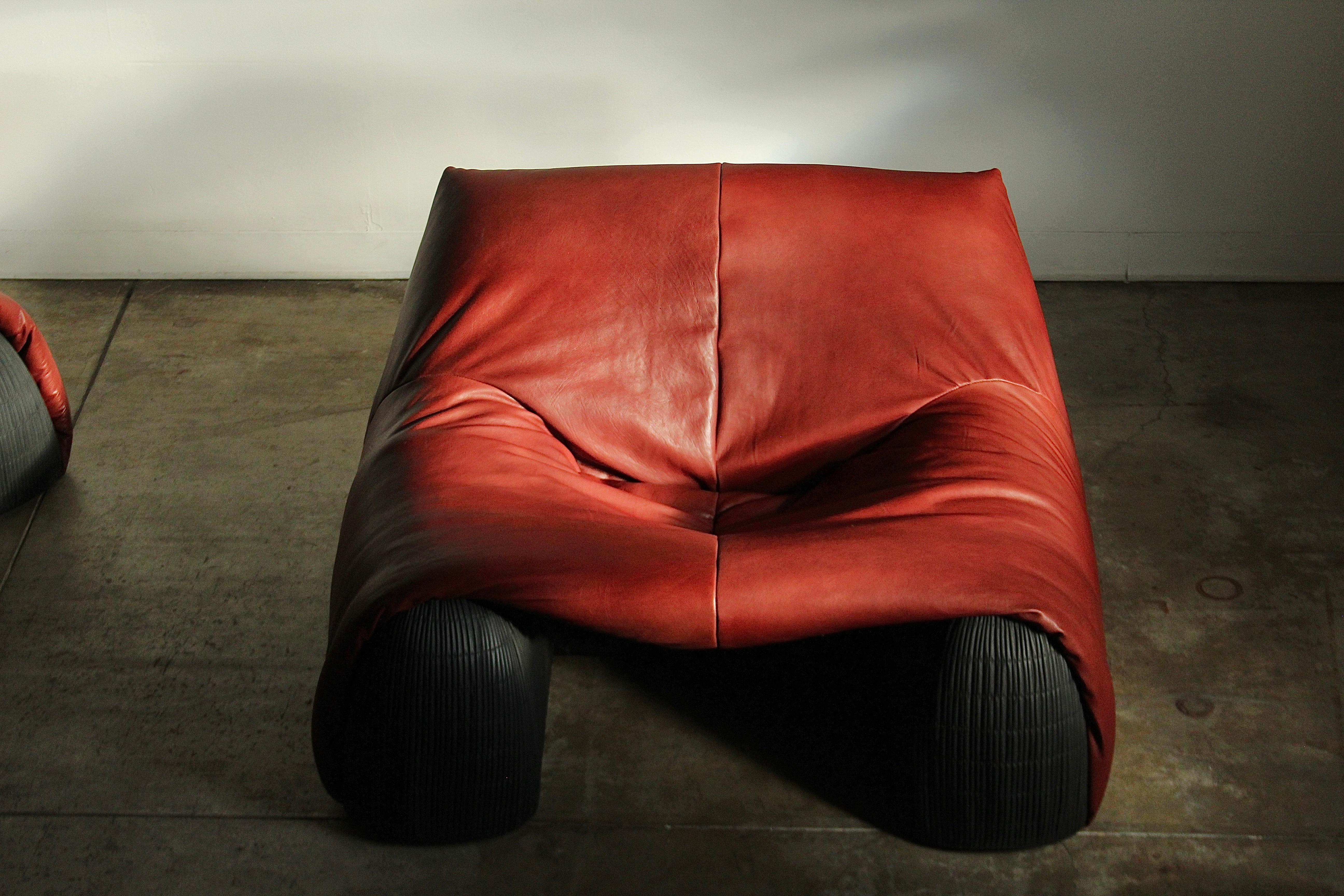 Bourbon Leather 'Amak' Lounge Chair and Ottoman by Annie Hieronimus for Cinna 7