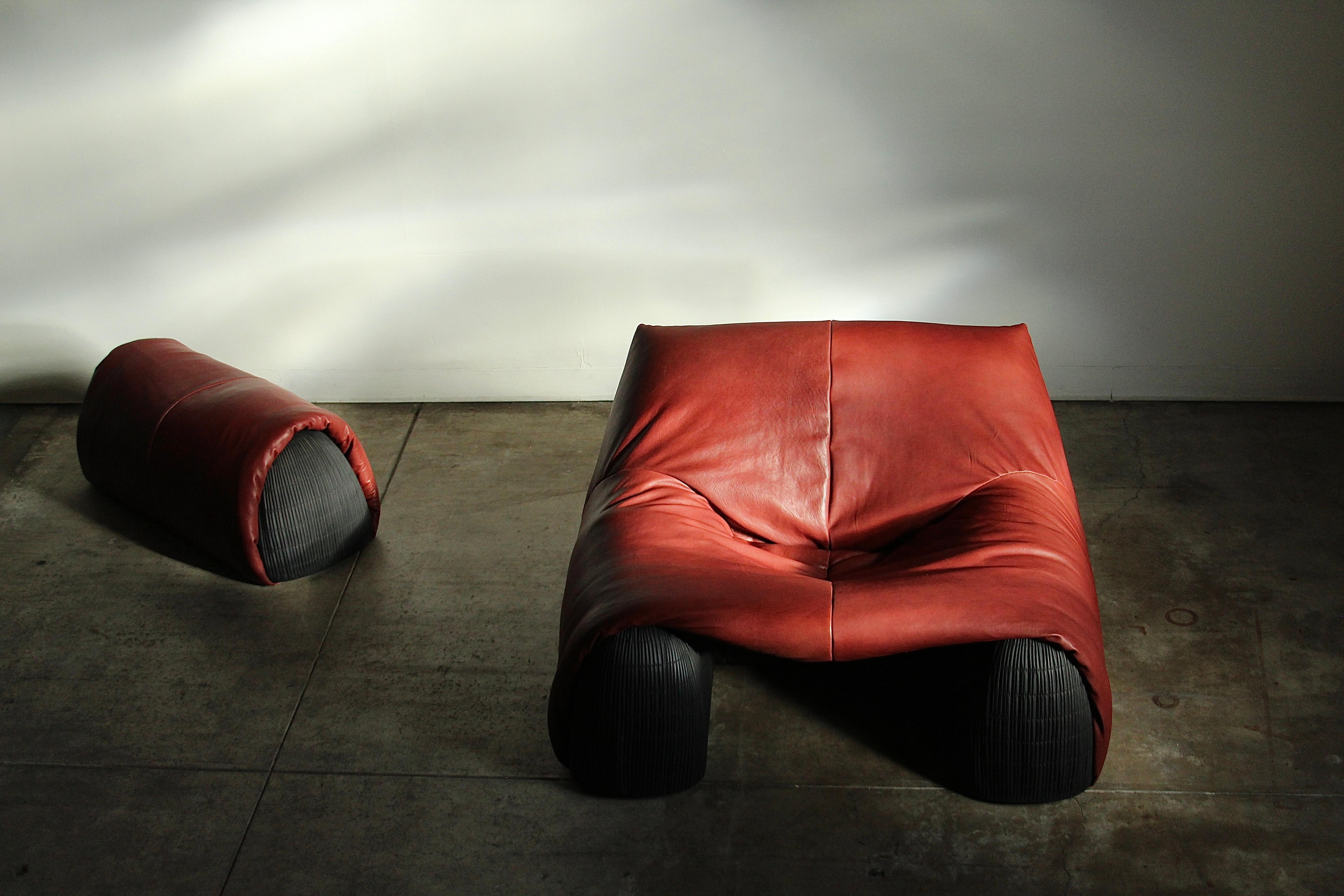 Bourbon Leather 'Amak' Lounge Chair and Ottoman by Annie Hieronimus for Cinna 9