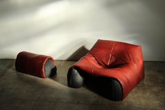 Bourbon Leather 'Amak' Lounge Chair and Ottoman by Annie Hieronimus for Cinna