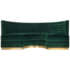 Bourbon Round Sofa in Cotton Velvet and Brushed Brass Base by Brabbu