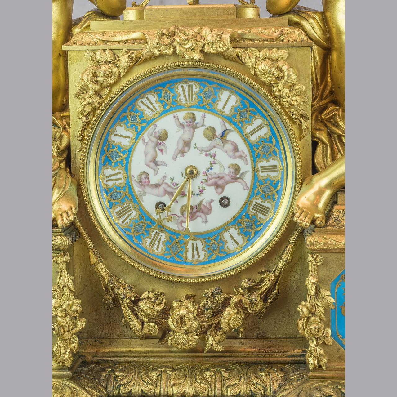 Bourdin À Paris Figural Ormolu Mantel Clock, circa 1890 In Excellent Condition For Sale In New York, NY