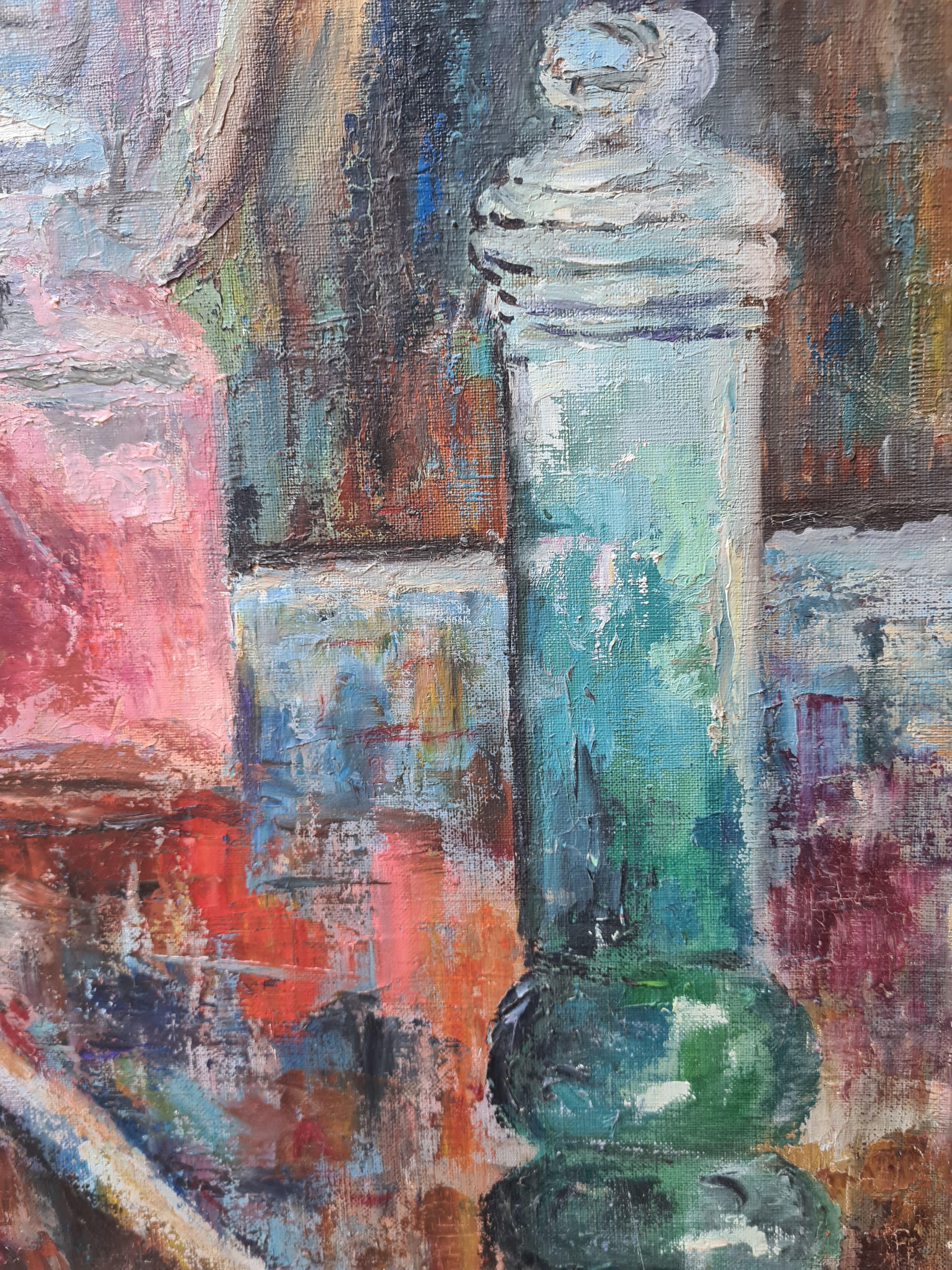 Ritratto fauvista francese di metà secolo, olio su tela, Cerchio di Kees van Dongen in vendita 6
