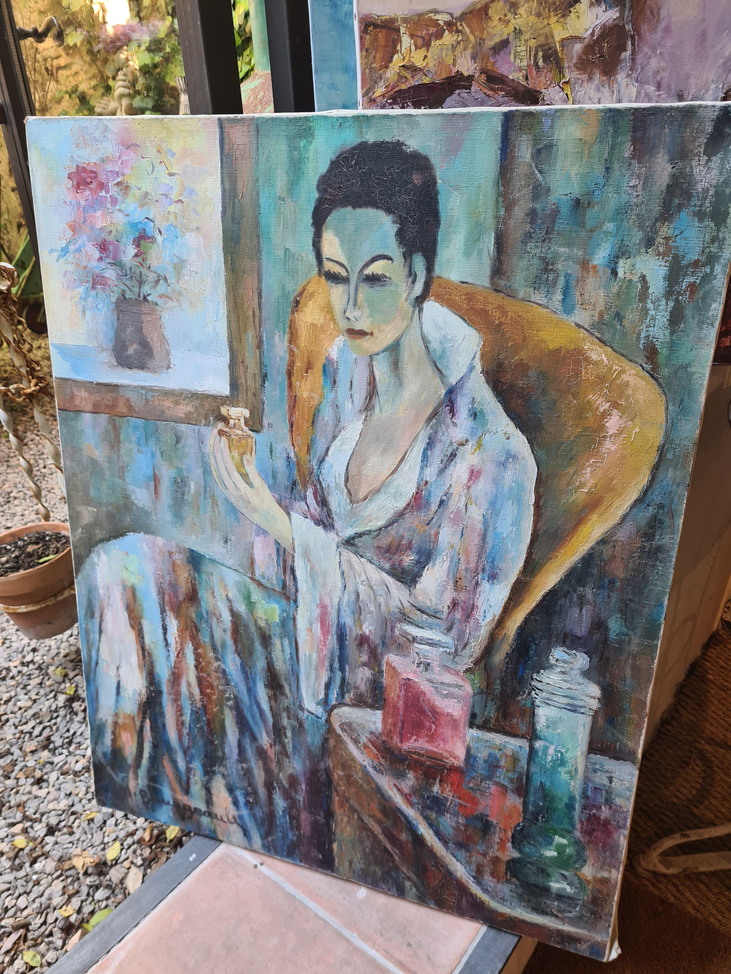 Ritratto fauvista francese di metà secolo, olio su tela, Cerchio di Kees van Dongen in vendita 9