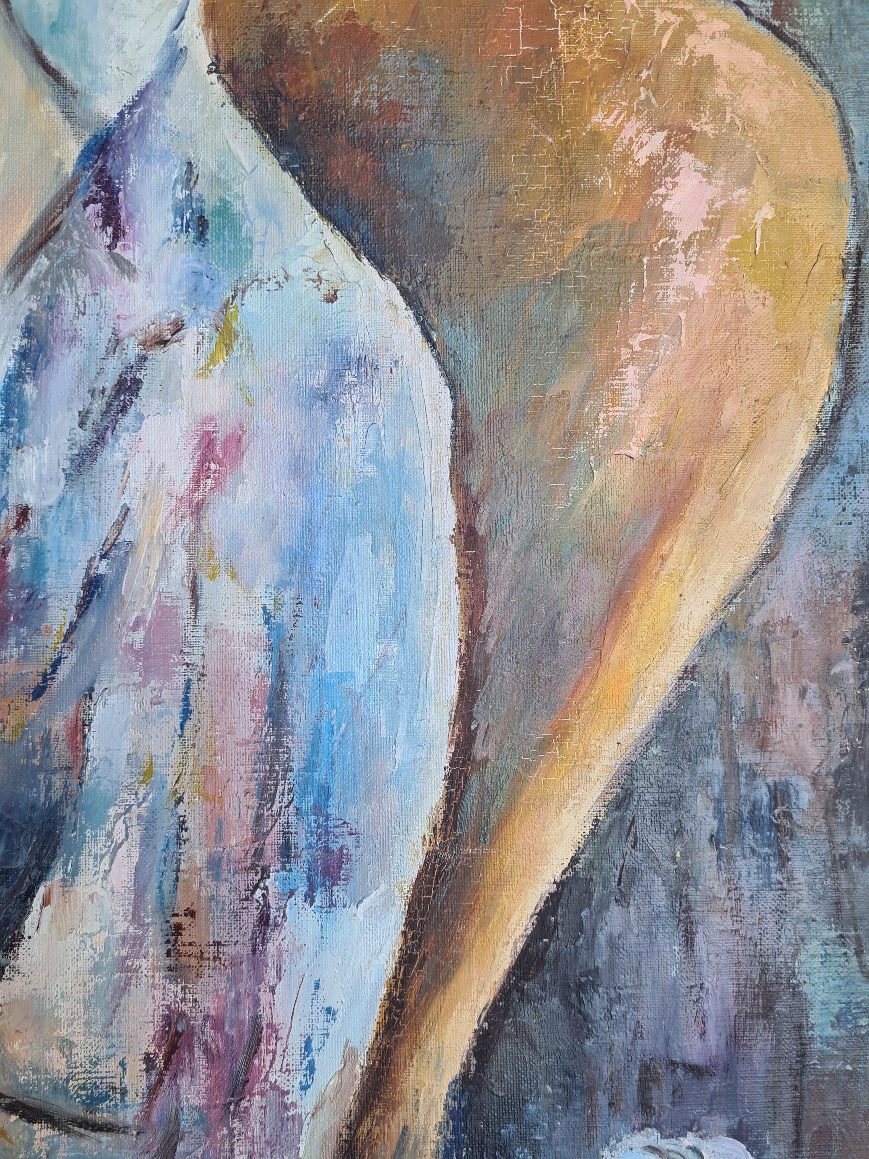 Ritratto fauvista francese di metà secolo, olio su tela, Cerchio di Kees van Dongen in vendita 4