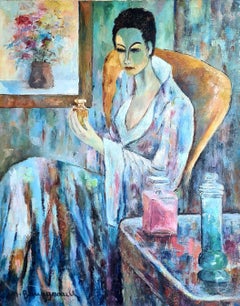 Ritratto fauvista francese di metà secolo, olio su tela, Cerchio di Kees van Dongen