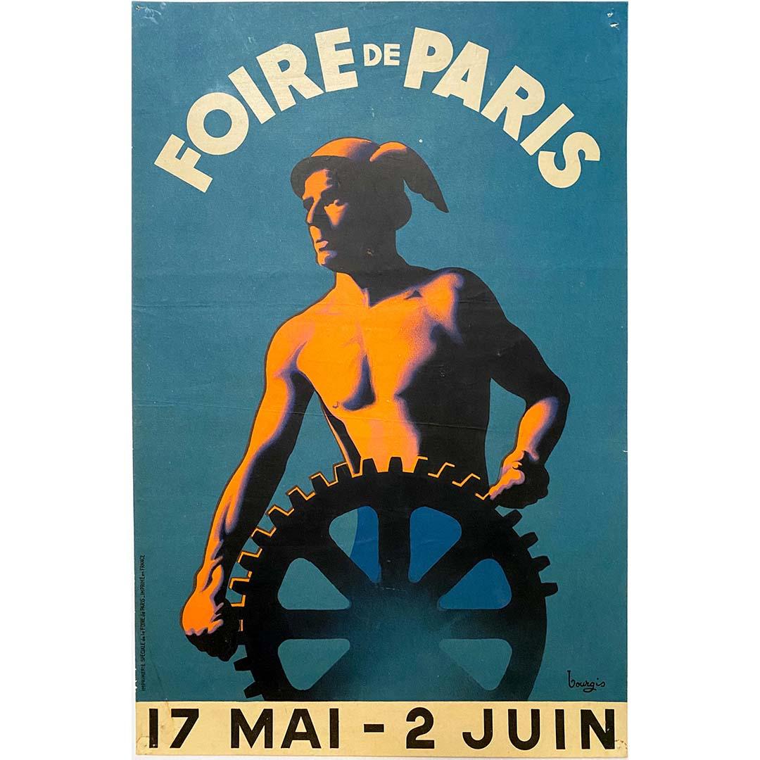 Circa 1935 original poster made by Bourgis, to promote the Paris Fair For Sale 1