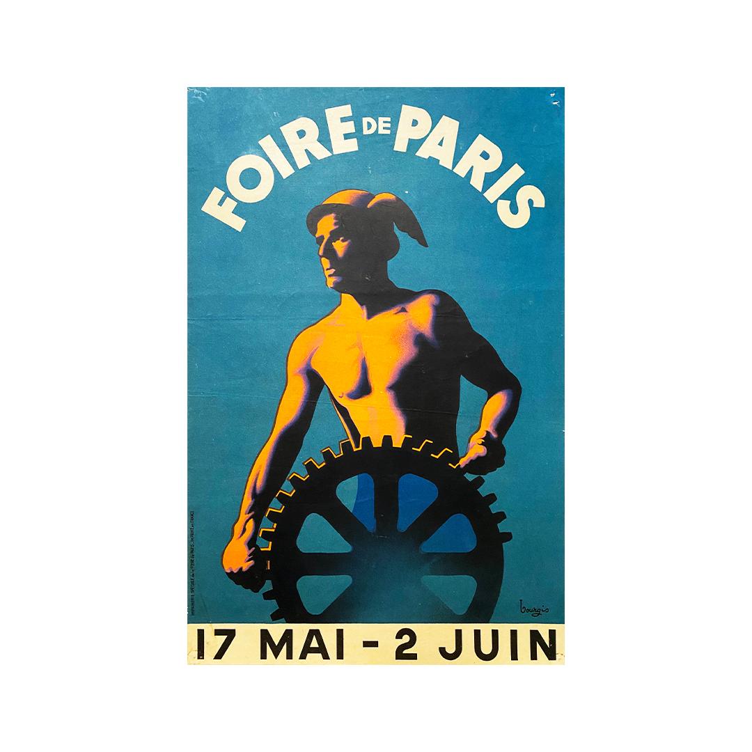  A very nice poster made around 1930 by Bourgis, to promote the Paris Fair.
The Paris Fair is the largest commercial event in France. The Fair moved to the Porte de Versailles in 1924. In the 1930s, it asserted its international role and more than