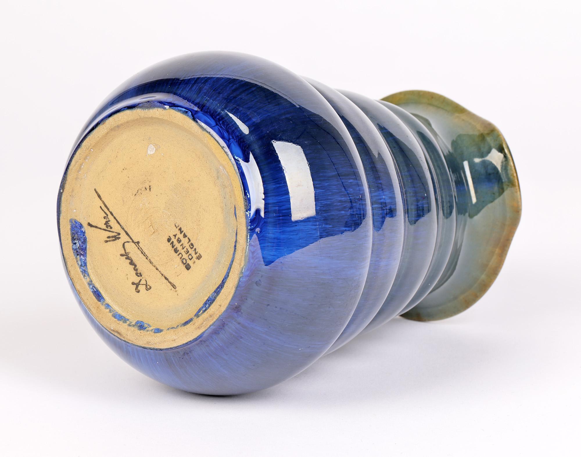 Bourne Denby Danesby Ware Art Deco Electric Blue Art Pottery Jug 1