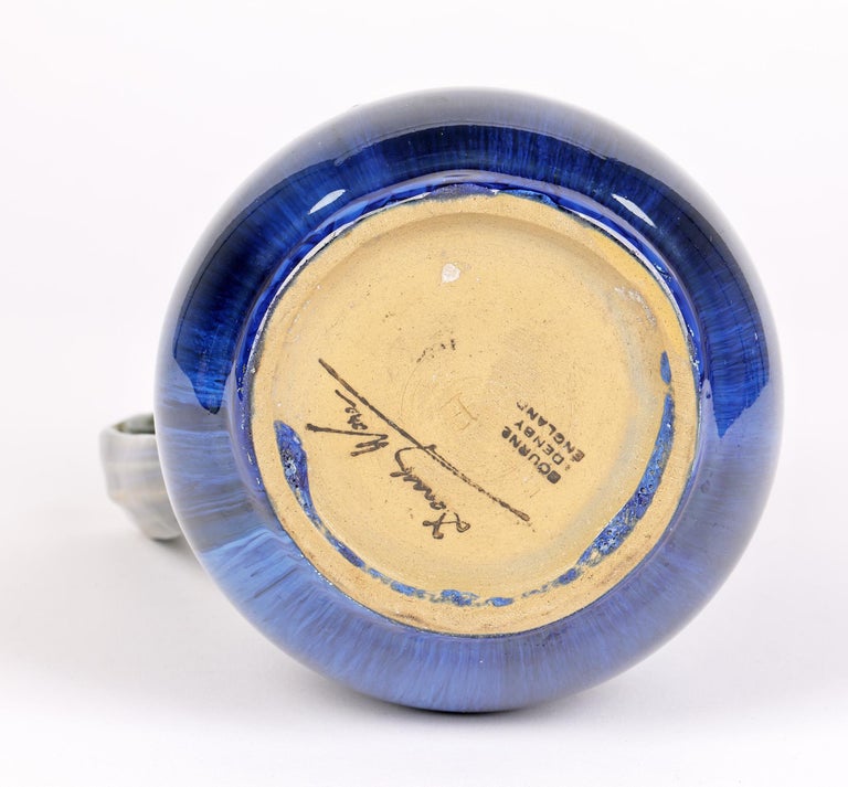 Bourne Denby Danesby Ware Art Deco Electric Blue Art Pottery Jug For Sale 5