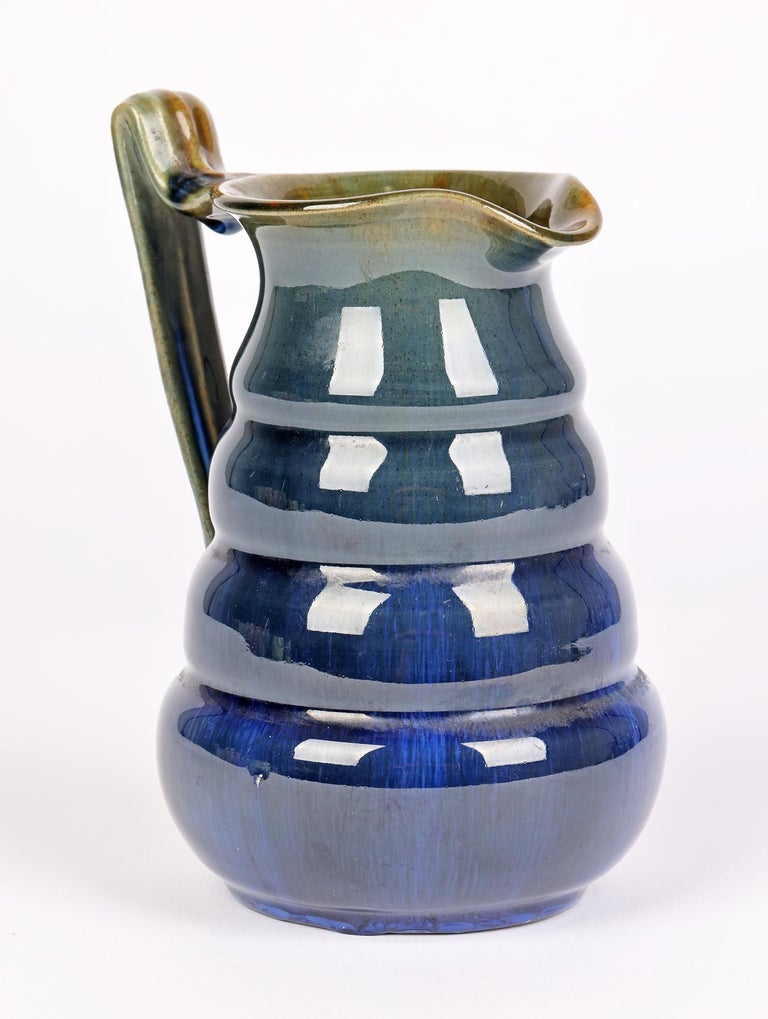 Bourne Denby Danesby Ware Art Deco Electric Blue Art Pottery Jug For Sale 6