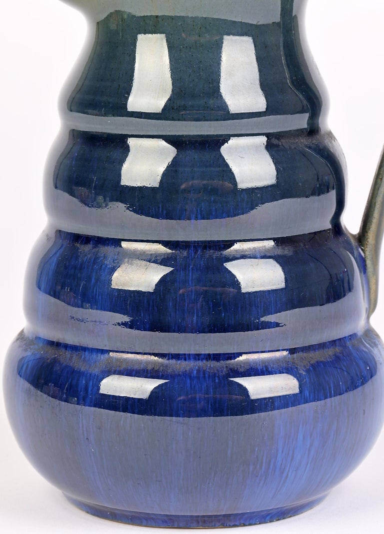 English Bourne Denby Danesby Ware Art Deco Electric Blue Art Pottery Jug For Sale