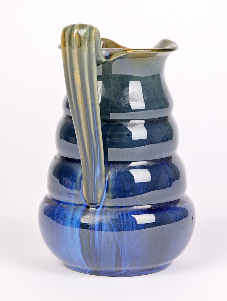 Stoneware Bourne Denby Danesby Ware Art Deco Electric Blue Art Pottery Jug For Sale