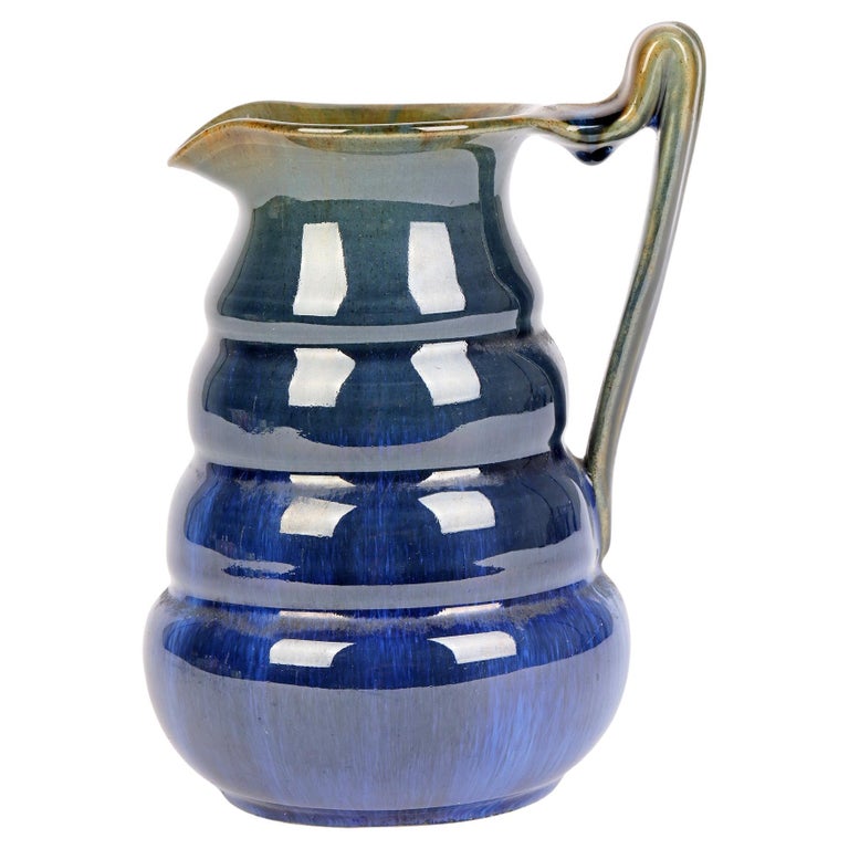 Bourne Denby Danesby Ware Art Deco Electric Blue Art Pottery Jug For Sale