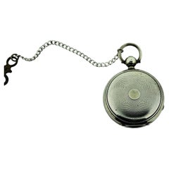 Bourquin Geneve Sterling Silver Enamel Dial Verge Fusee Small Pocket Watch, 1840