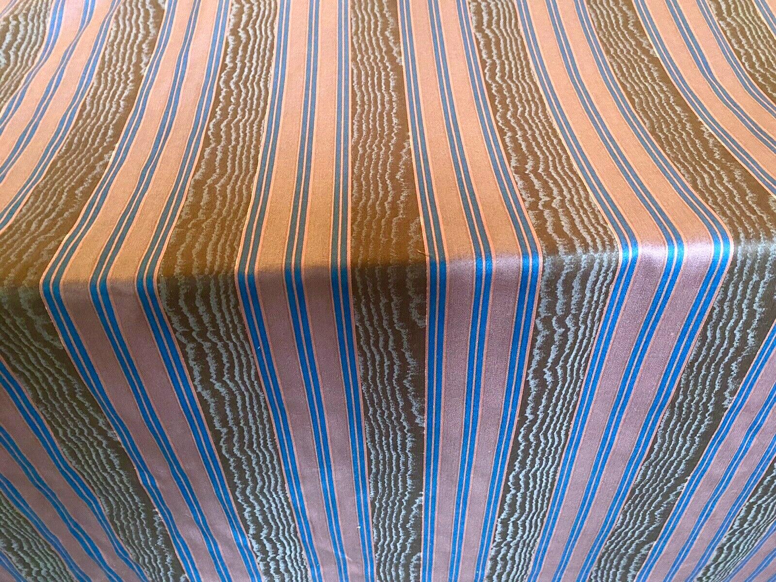 20th Century Boussac Pink, Blue, Brown Striped Woodgrain “Kim’ Textile, France, 1982