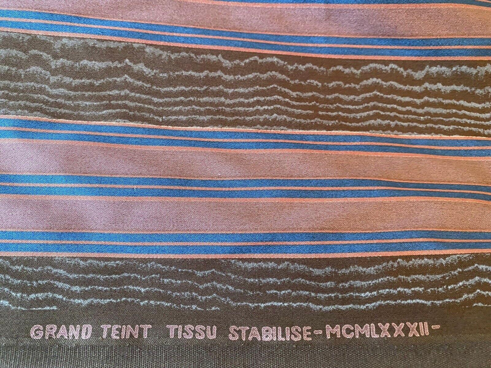 French Boussac Pink, Blue, Brown Striped Woodgrain “Kim’ Textile, France, 1982