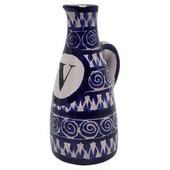 Bouteille de Robert Picault en céramique Bleu Cobalt Vallauris French Riviera