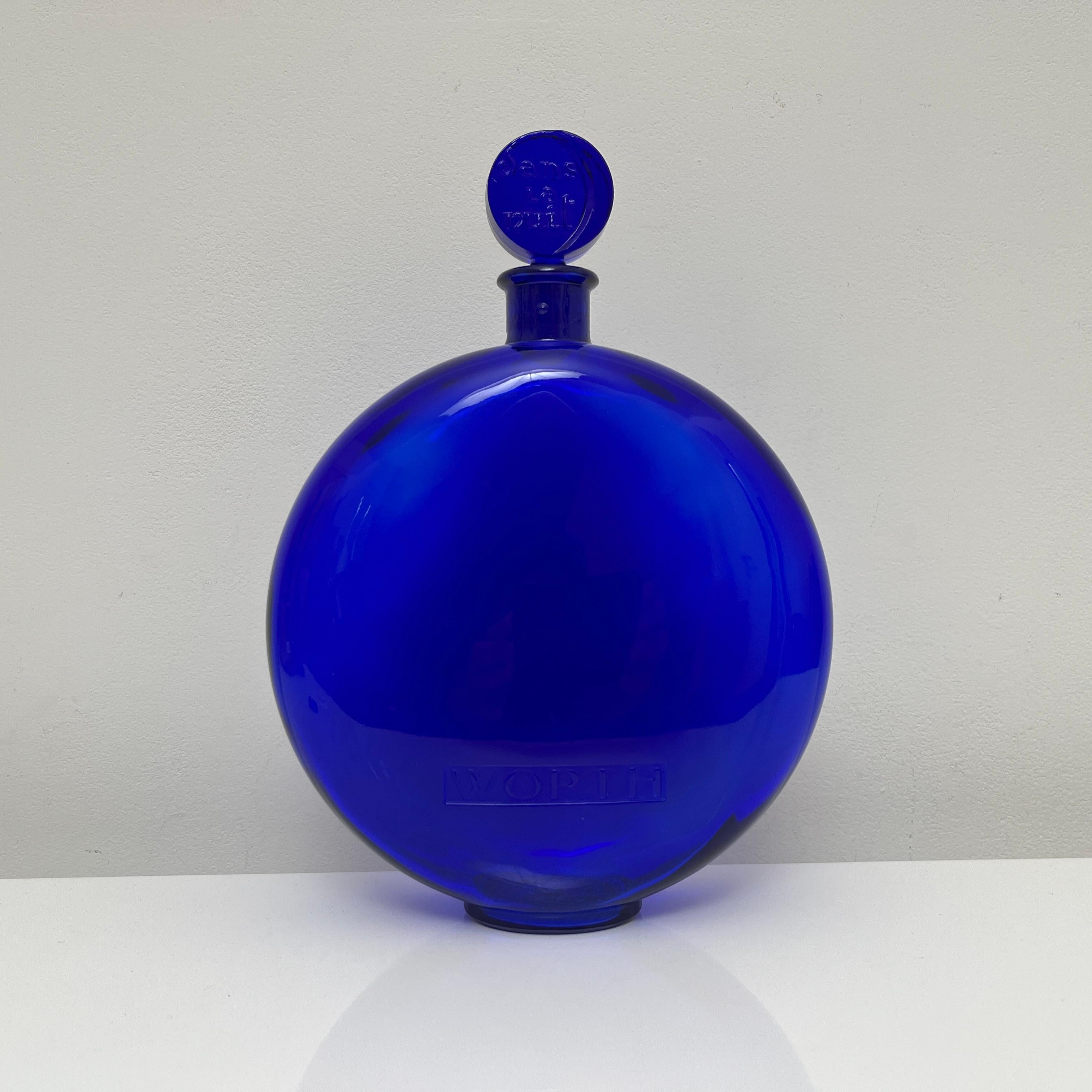 Art déco Flacon de parfum Worth Dans la Nuit Rene Lalique bleu cobalt 1 LITRE en vente