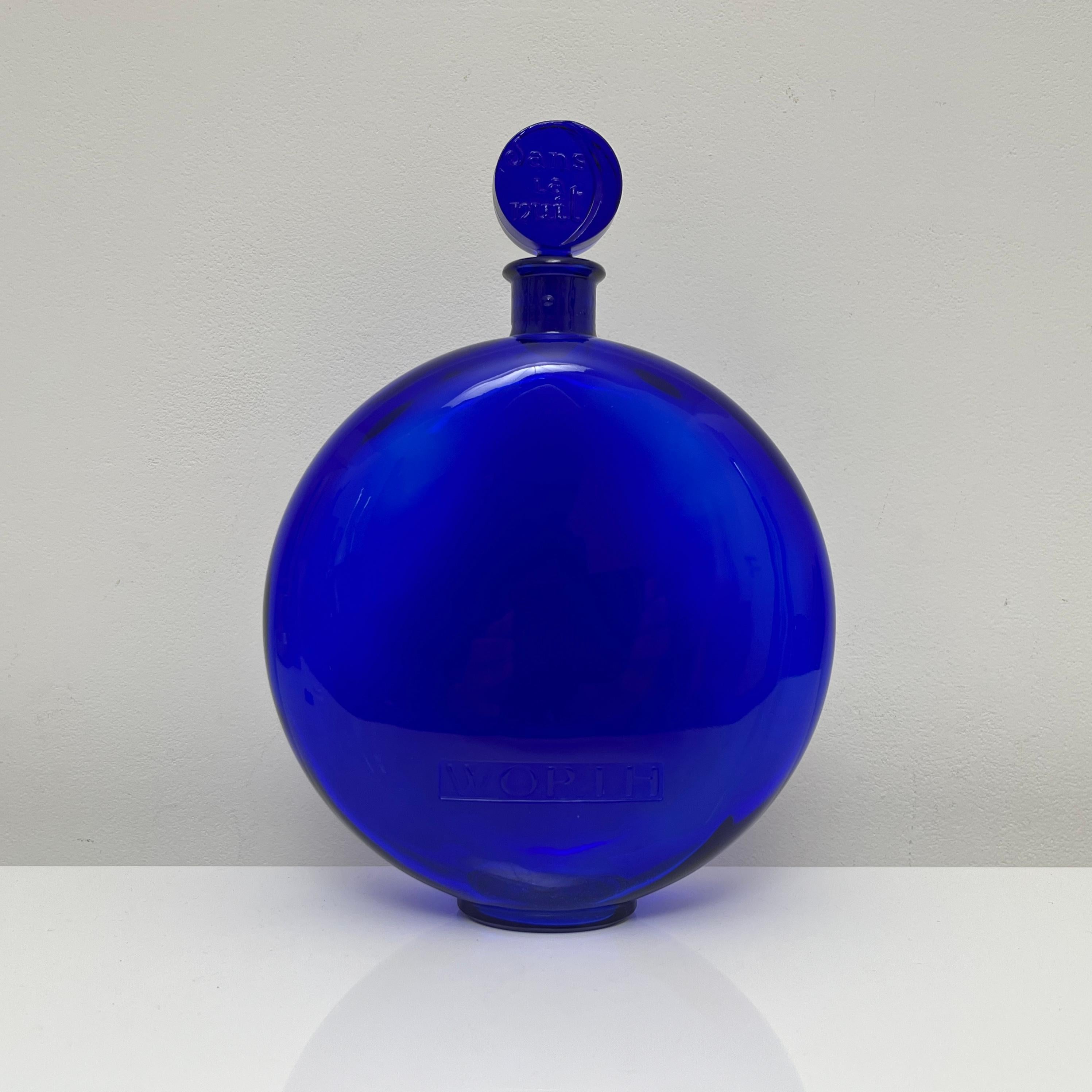 Français Flacon de parfum Worth Dans la Nuit Rene Lalique bleu cobalt 1 LITRE en vente