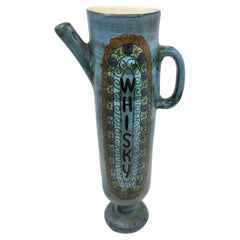 Bouteille Jean De Lespinasse céramique bleue Francaise Vallauris AM Vintage 1970