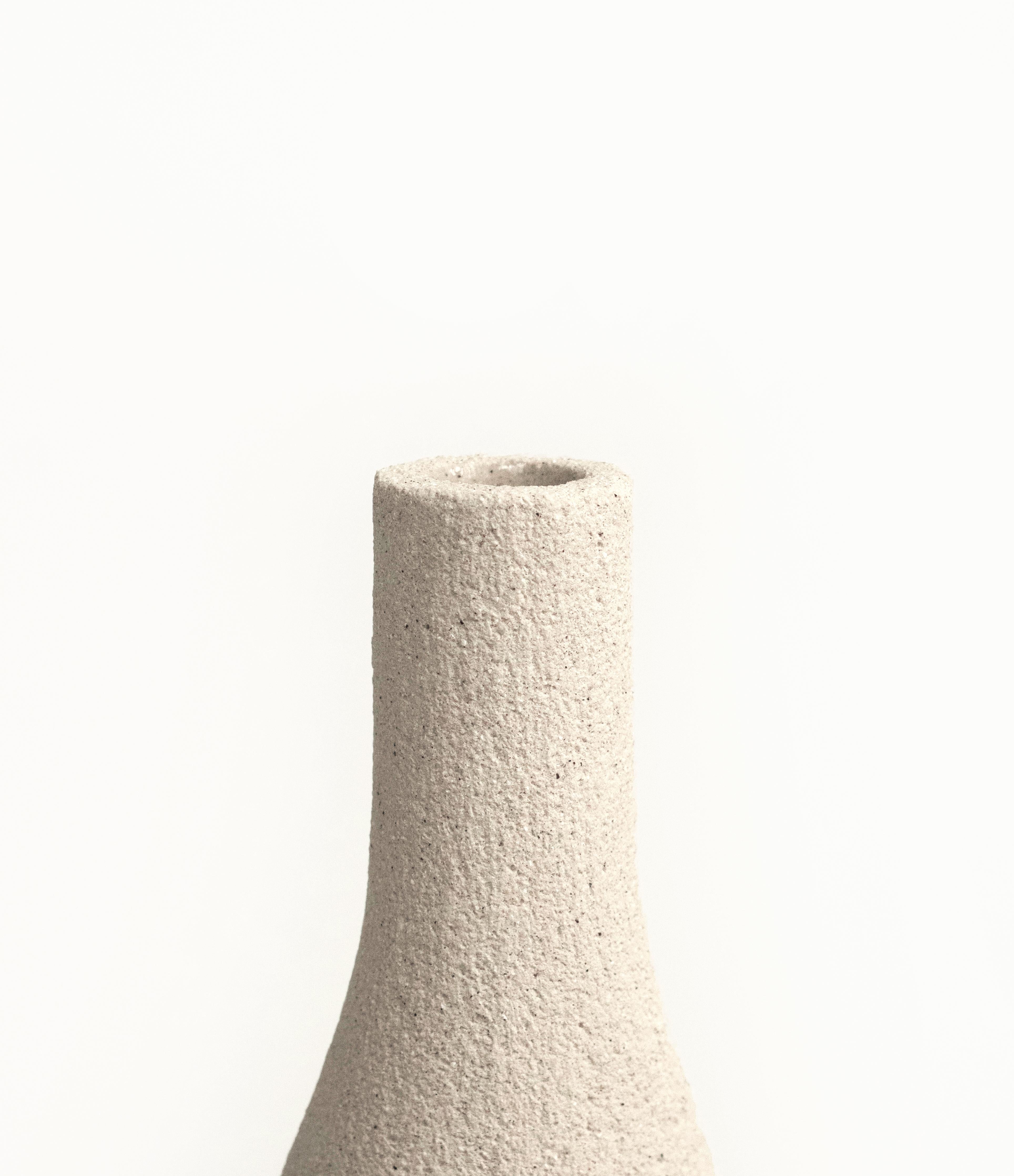 Minimalist 21st Century Bouteille 'M' Vase in White Ceramic, Hand-Crafted in France