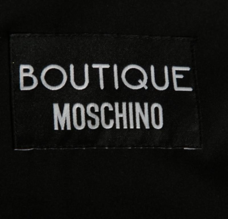 Boutique Moschino Bata de crepé negra con cuello redondo y detalle de lazo S Negro en venta
