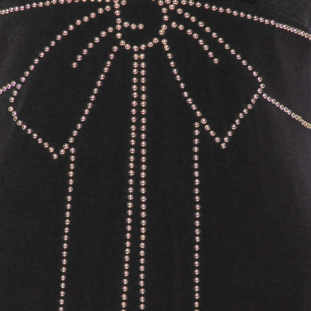 Women's Boutique Moschino Black Crepe Plunging Neck Bow Embellished Detail Gown S