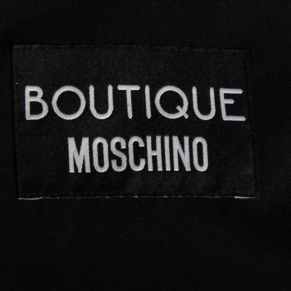 Boutique Moschino Black Crepe Plunging Neck Bow Embellished Detail Gown S 2