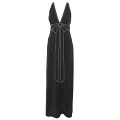 Boutique Moschino Abito in crepe nero con scollo a fiocco e dettaglio impreziosito S