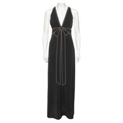 Boutique Moschino Bata de crepé negra con cuello redondo y detalle de lazo S