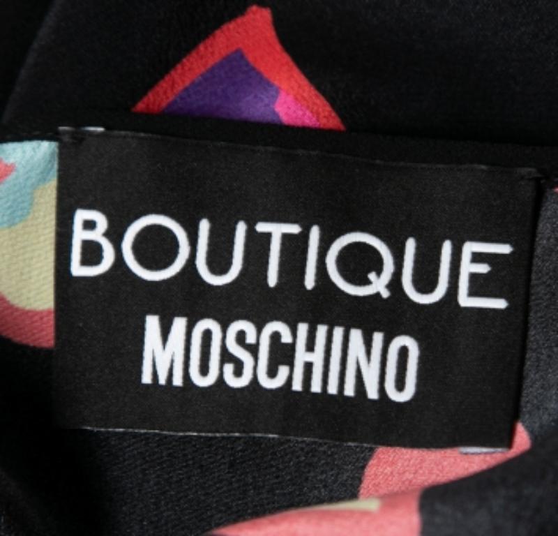 De las mujeres Boutique Moschino Negro Estampado Corazón Seda Volantes Delantero Top L en venta