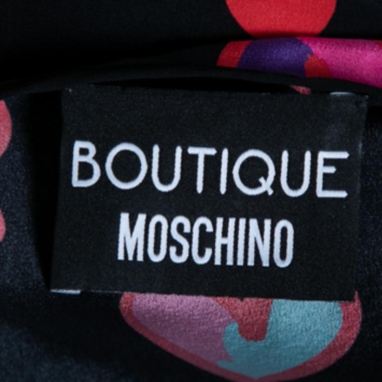 Boutique Moschino Top Seda Estampado Corazón Negro L en venta 5