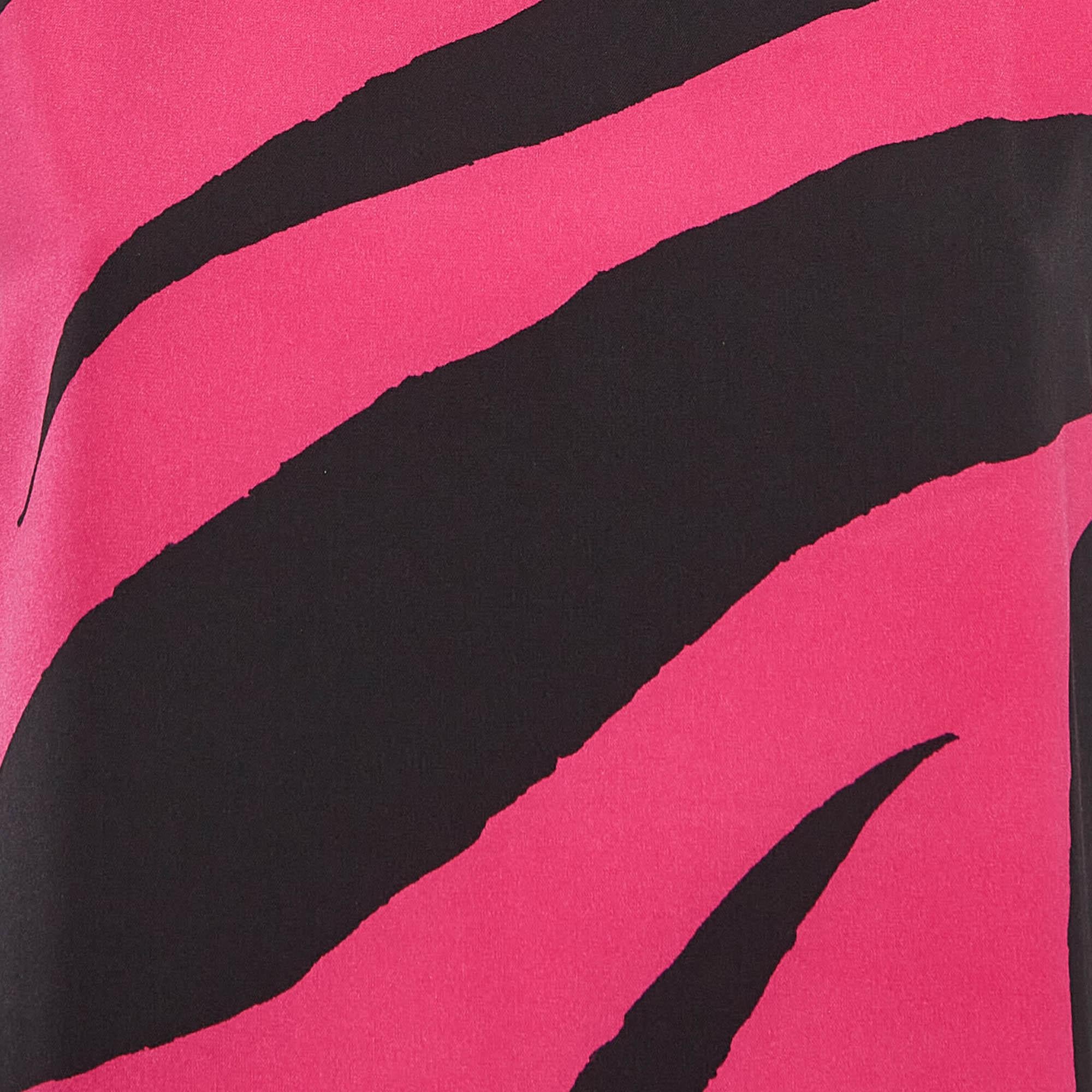 Brown Boutique Moschino Black/Pink Zebra Print Jersey Sleeveless Dress M For Sale
