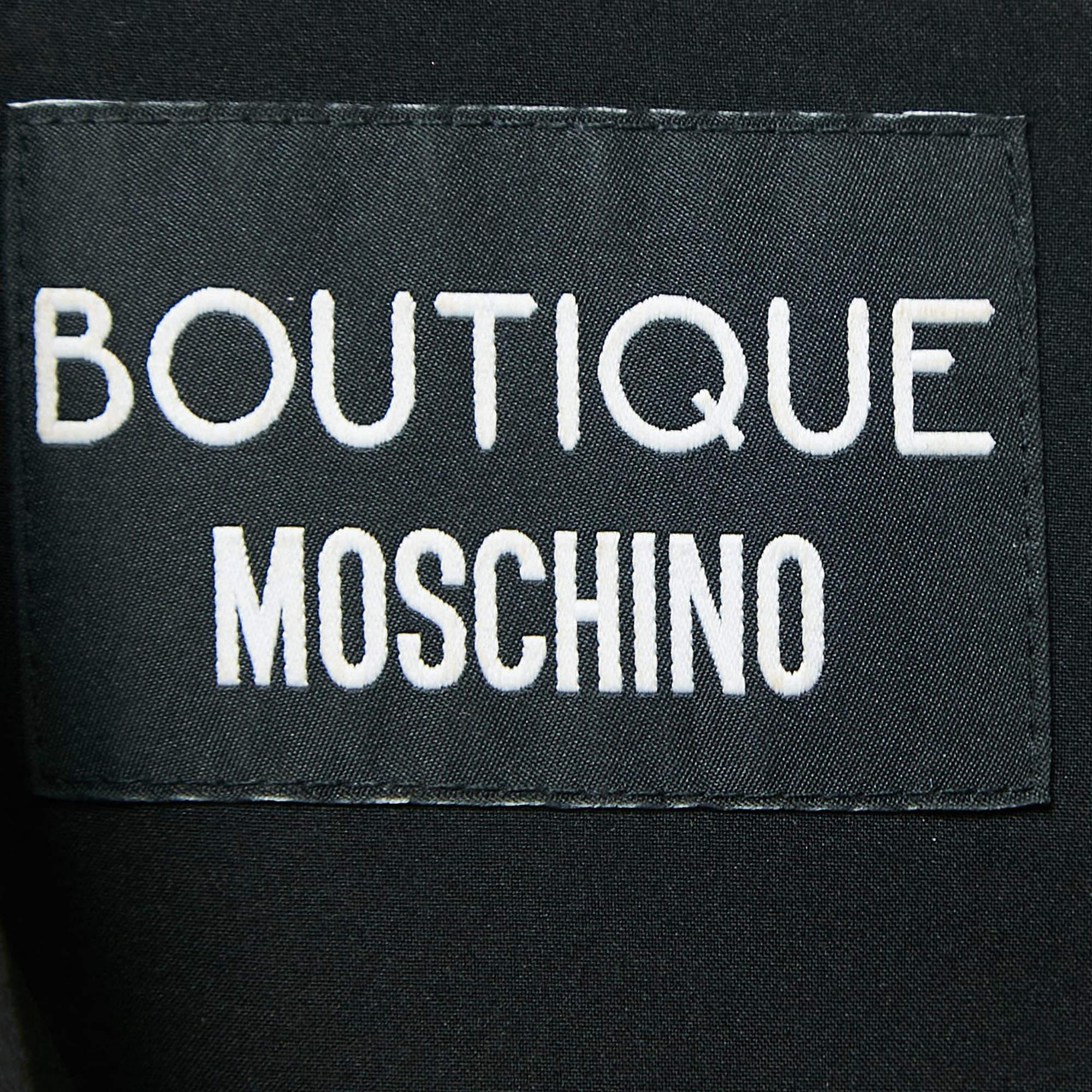 Women's Boutique Moschino Black Printed Crepe Sheath Dress S For Sale