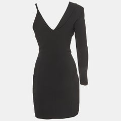 Boutique Moschino Black Stretch Crepe One Shoulder Double Breasted Dress XS