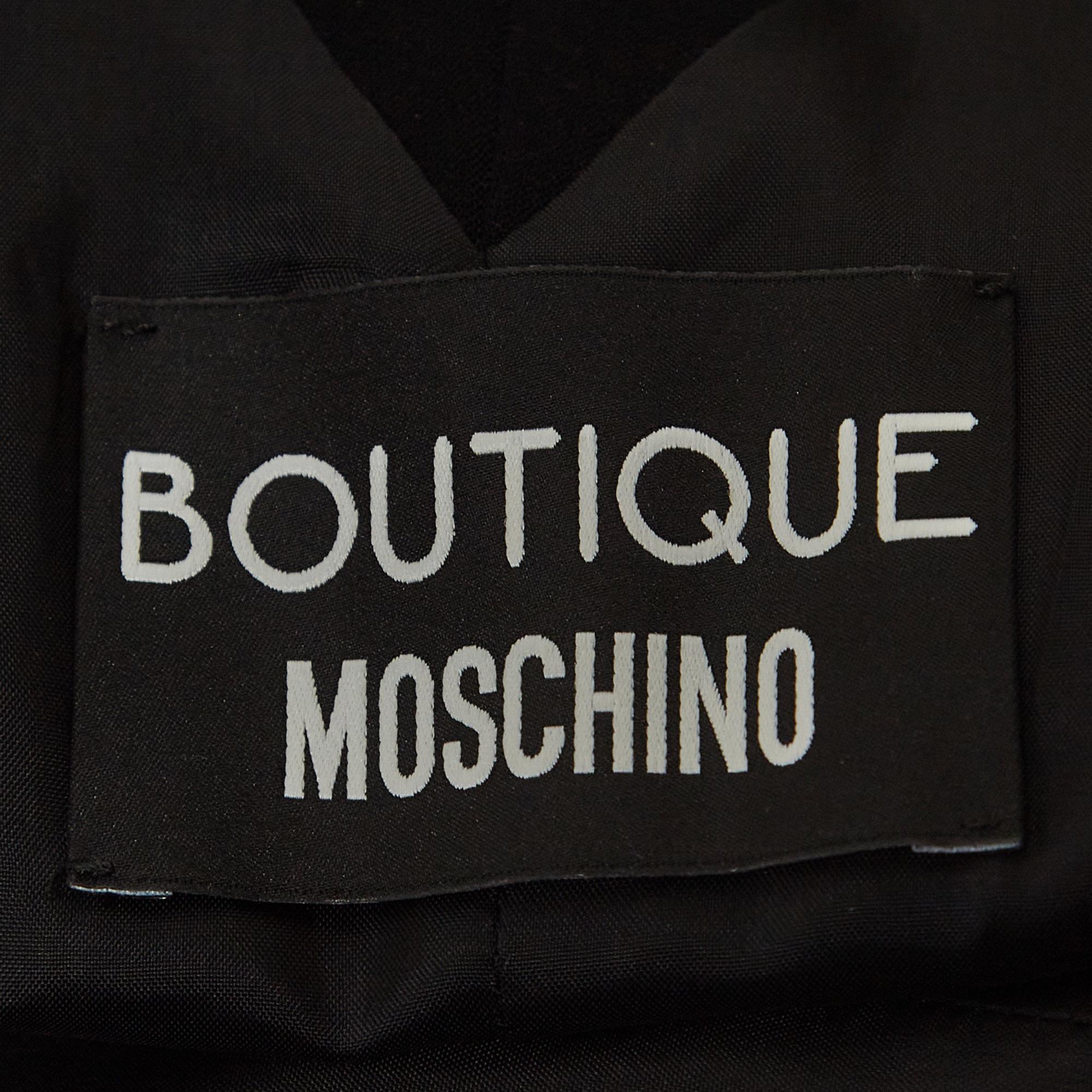 Boutique Moschino Black Stretch Crepe One Shoulder Double Breasted Dress XS For Sale 1