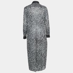 Boutique Moschino Black & White Printed Silk Blend Buttoned Front Midi Dress S