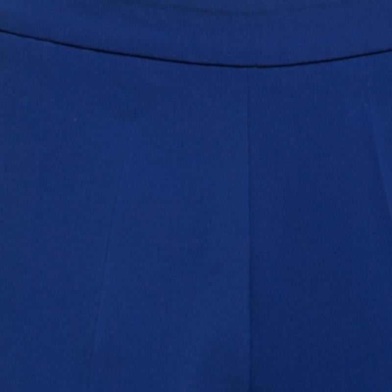 Women's Boutique Moschino Blue Crepe Stretch Bow Detail Trousers M For Sale