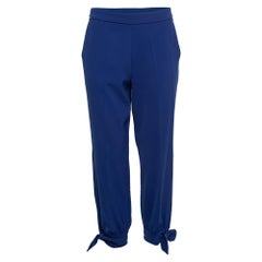 Boutique Moschino Blue Crepe Stretch Bow Detail Trousers M