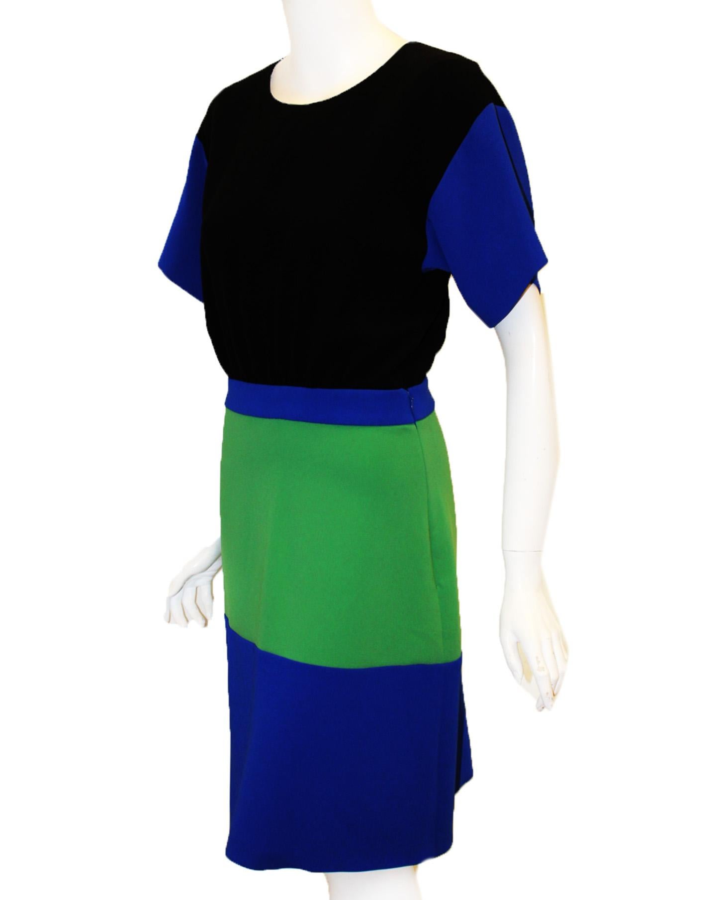 Women's Boutique Moschino Color Block Sheath Multi Color in Black, Blue & Green For Sale