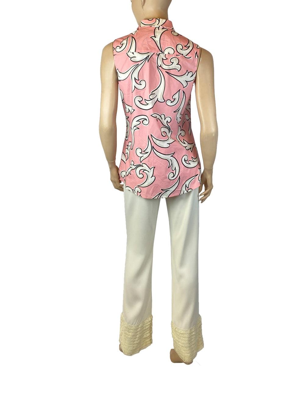 Beige Boutique Moschino Pink  Sleeveless Button-up Top Size IT 42 For Sale