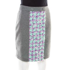 Boutique Moschino Grauer Jersey-Tweedrock mit Tweed-Paneeldetails S