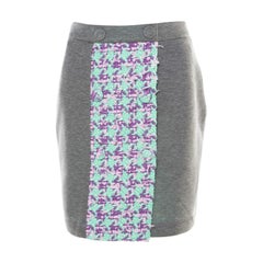 Boutique Moschino Grauer Jersey-Tweedrock mit Tweed-Paneeldetails S