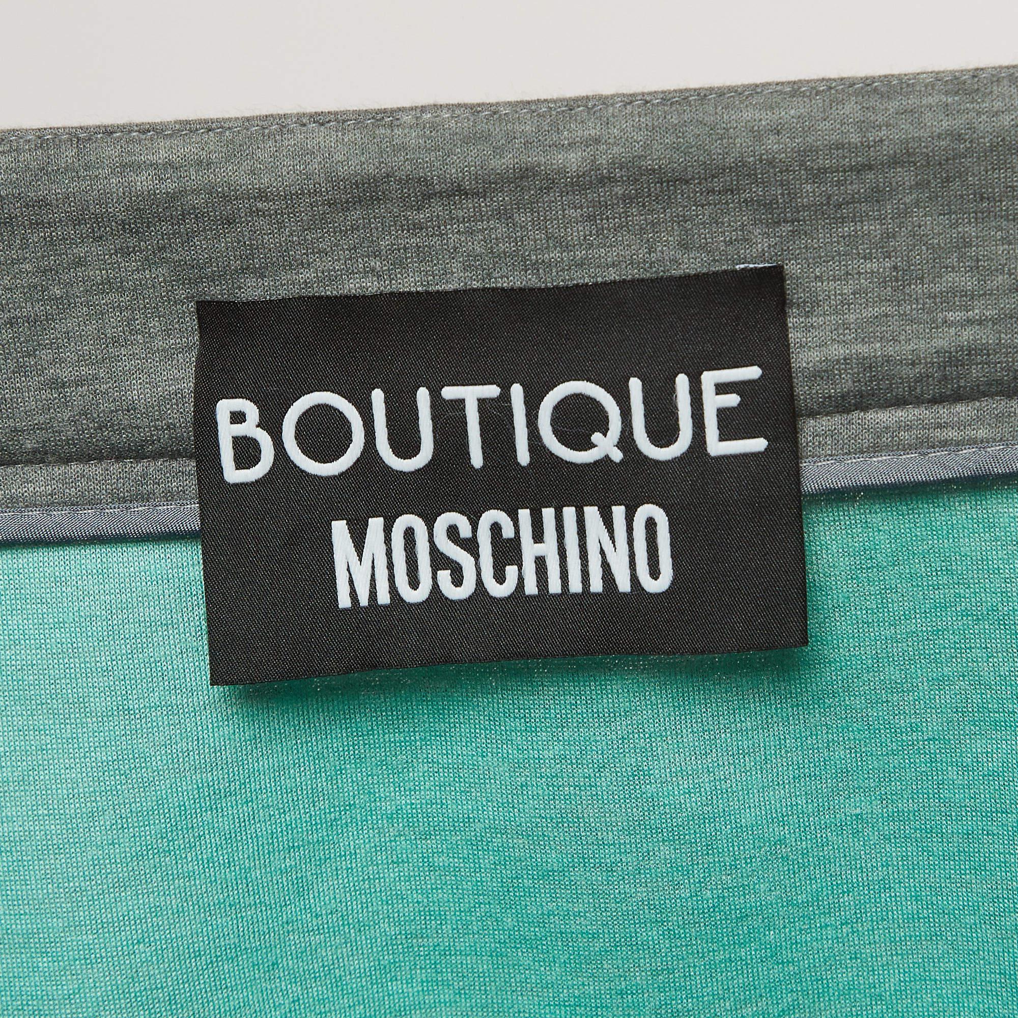 Boutique Moschino Grey Modal and Cotton Tweed Detail Mini Skirt L In Excellent Condition For Sale In Dubai, Al Qouz 2