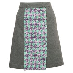Boutique Moschino Grey Modal and Cotton Tweed Detail Mini Skirt L