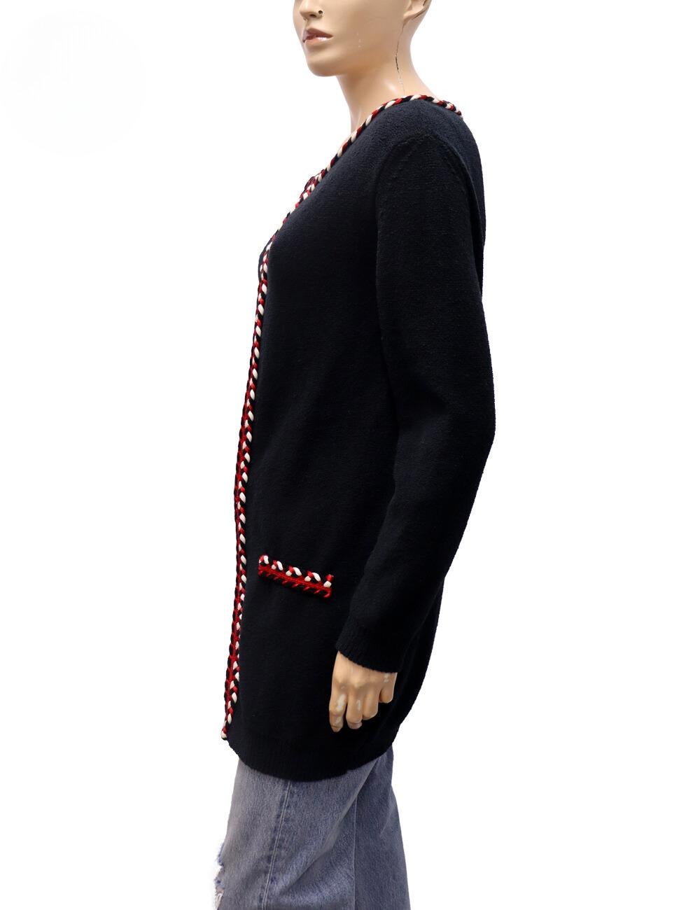 Boutique Moschino Jersey-Baumwollmischung Midi-Strickjacke Größe IT 44 im Zustand „Gut“ im Angebot in Amman, JO