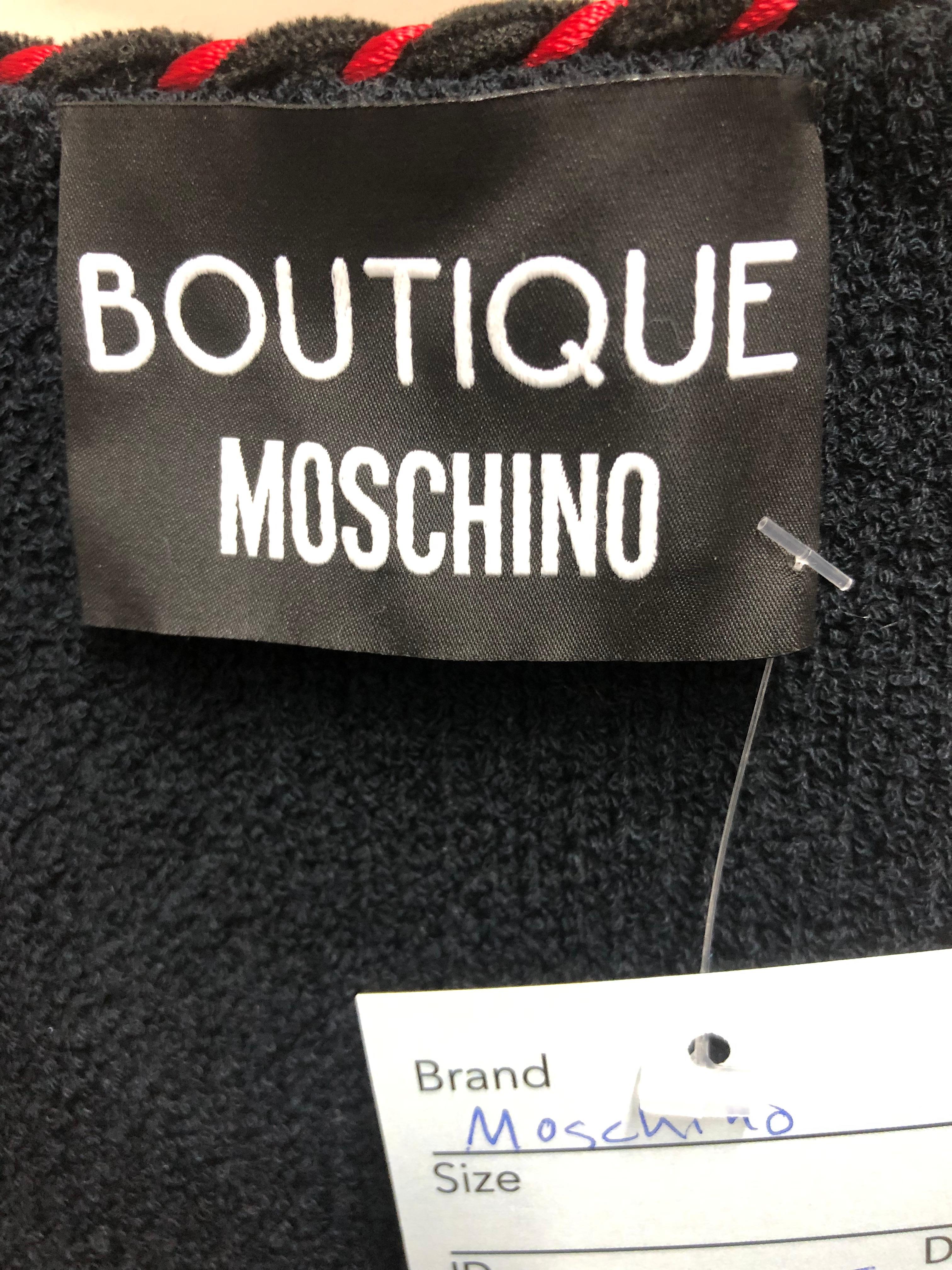 Boutique Moschino Jersey-Baumwollmischung Midi-Strickjacke Größe IT 44 Damen im Angebot
