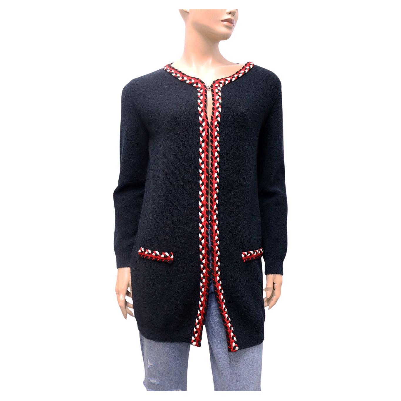 Boutique Moschino Jersey-Baumwollmischung Midi-Strickjacke Größe IT 44 im Angebot