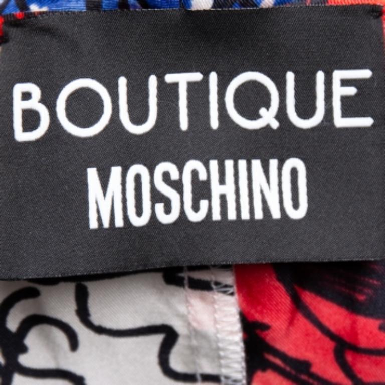 Boutique Moschino Mehrfarbiges ärmelloses Top mit geraffter Vorderseite und Blumendruck, L im Angebot 1