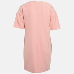 Boutique Moschino Pink Brooch Applique Crepe Shift Dress S